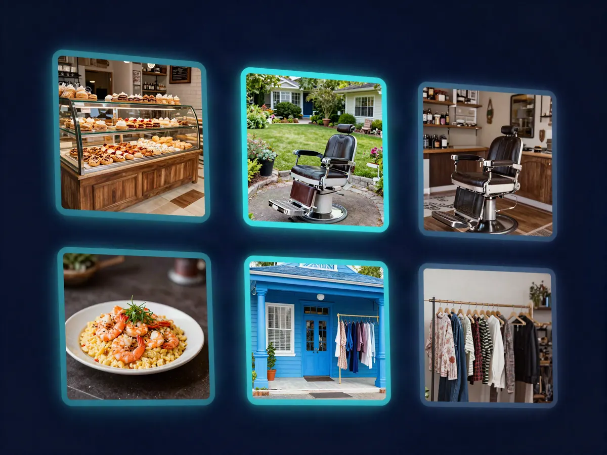 A photo gallery grid of local business photos